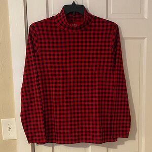 Croft & Barrow Red and Black Plaid Turtleneck NWOT XXL
